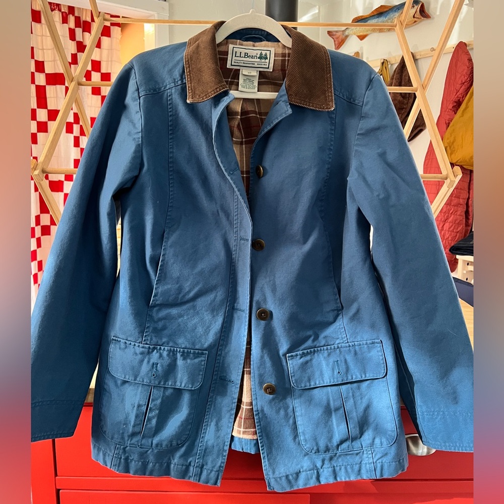 L.L. Bean Blue Chore Coat with corduroy collar